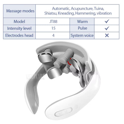 Electric Back Neck Nuscle Massager TENS Pulse Shoulder Neck Vibration Massage Devices Heating Relieve Pain Muscle Health Care
