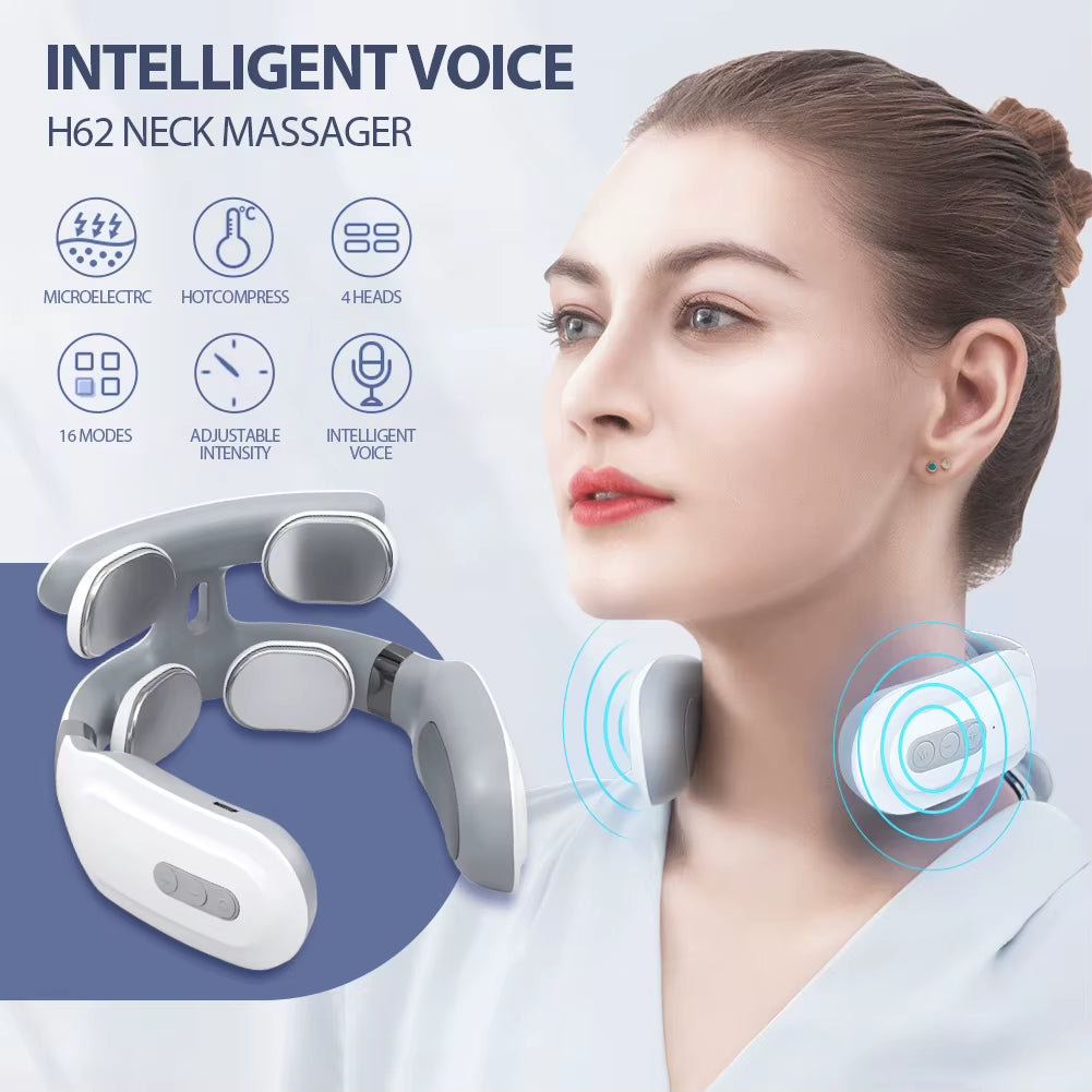 Electric Back Neck Nuscle Massager TENS Pulse Shoulder Neck Vibration Massage Devices Heating Relieve Pain Muscle Health Care