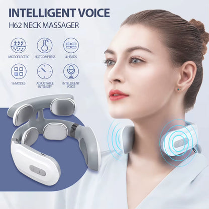 Electric Back Neck Nuscle Massager TENS Pulse Shoulder Neck Vibration Massage Devices Heating Relieve Pain Muscle Health Care