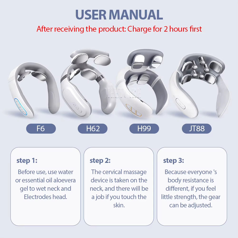 Electric Back Neck Nuscle Massager TENS Pulse Shoulder Neck Vibration Massage Devices Heating Relieve Pain Muscle Health Care