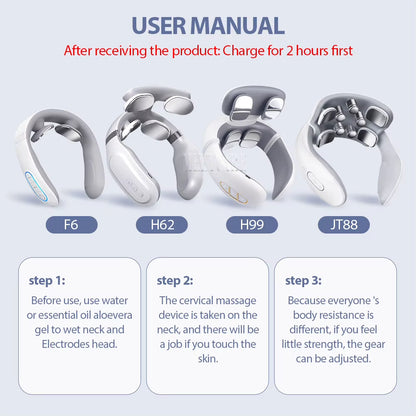 Electric Back Neck Nuscle Massager TENS Pulse Shoulder Neck Vibration Massage Devices Heating Relieve Pain Muscle Health Care